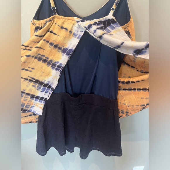 Unique tie dye romper with faux suede fringe by Judith March - Picture 7 of 8